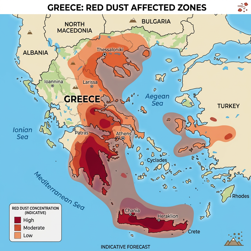 Χάρτης σκόνης Ελλάδα: Δείτε ποιες περιοχές είναι ακόμα στο «κόκκινο» και πού η κατάσταση είναι για κλάματα!